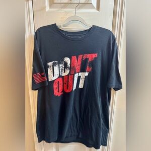 Black Graphic Tee with Red and White Print